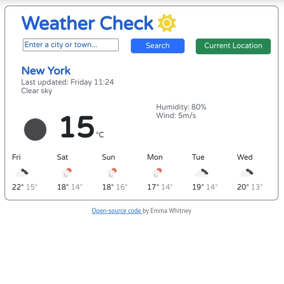 Screenshot of Weather Check app
